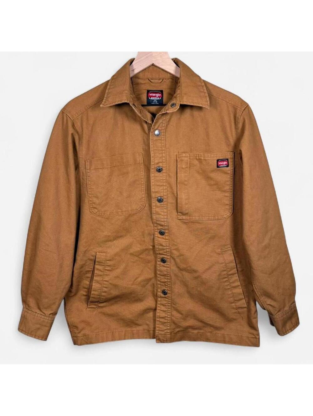 Wrangler Workwear Jacket Unisex S Brown Snap Front Utility